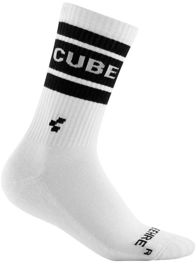 CUBE Fietssokken SOCKS AFTER RACE HIGH CUT WHITE/BLACK 44-47