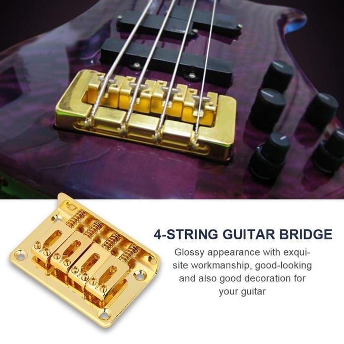 4-snarige Vaste Brug Vervangingsonderdelen voor Sigarendoos Elektrische Gitaren Bass Ukulele(Goud) black