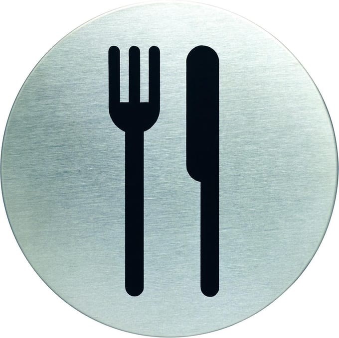 Pictogram deurbordje Restaurant Durable RVS rond 83 mm