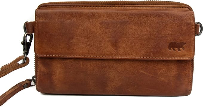 Bear Design Telefoontasje / Schoudertas Dames - Leer - Lillian - Cognac