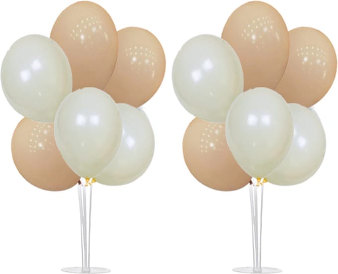 Tafel Ballondecoratie Beige/Wit