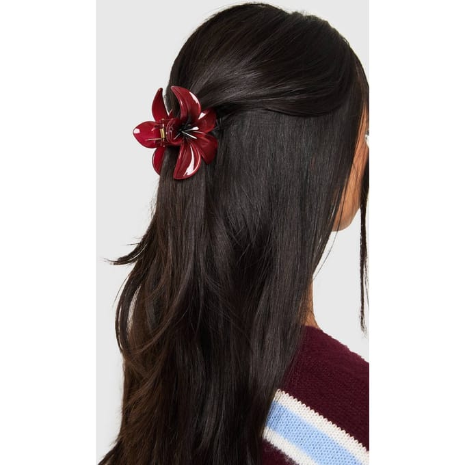 boohoo Dames Bordeaux Bloemklauwclip | Bordeaux Rood