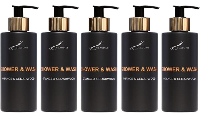 Shower & Wash Orange & Cedarwood 300 ml - gouden pomp - 5 stuks