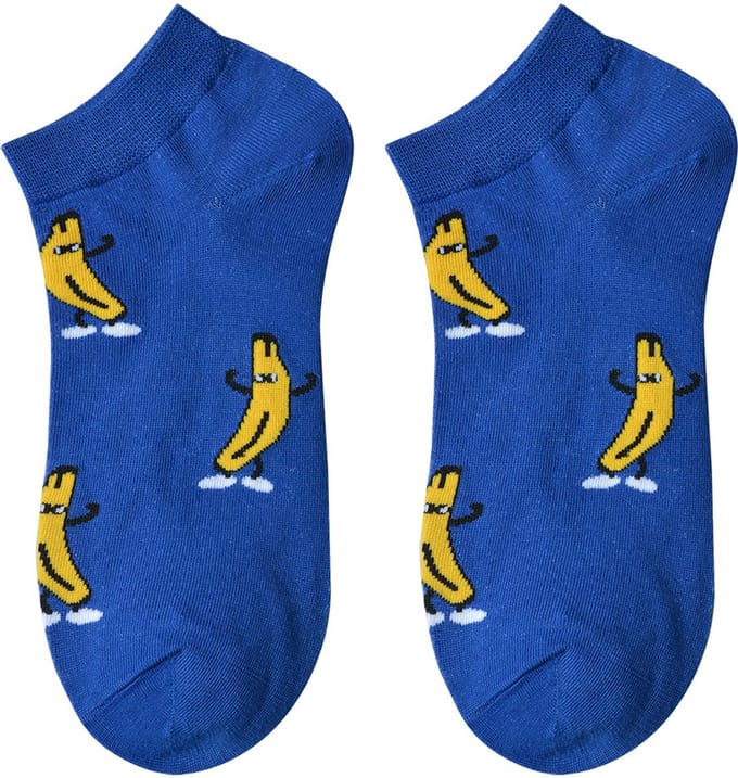 Clayre & Eef Grappige Sokken one size Blauw Polyester Bananen