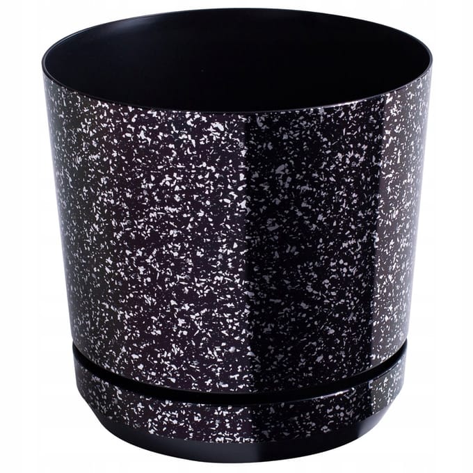 Decor Pot Zwart Marmer Ø 14 cm - Stijlvol en Duurzaam Kunststof