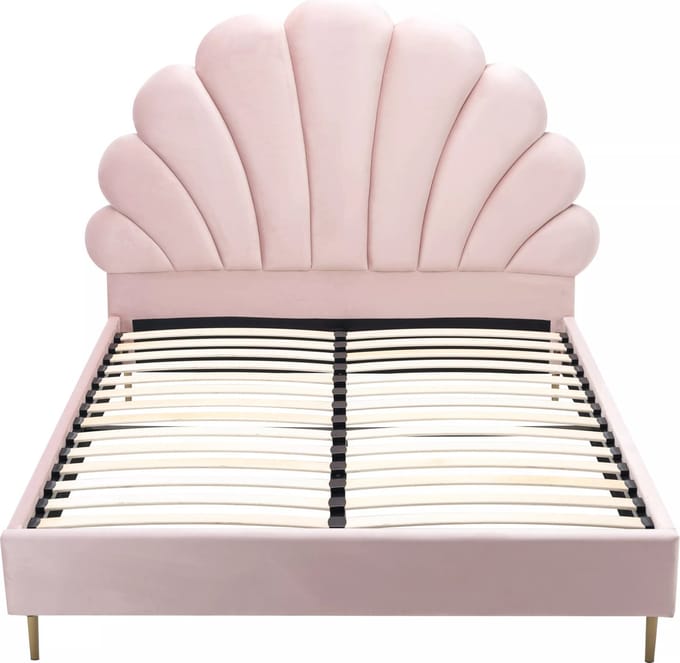 Vente-unique Bedframe fluweel roze 140 x 190 cm