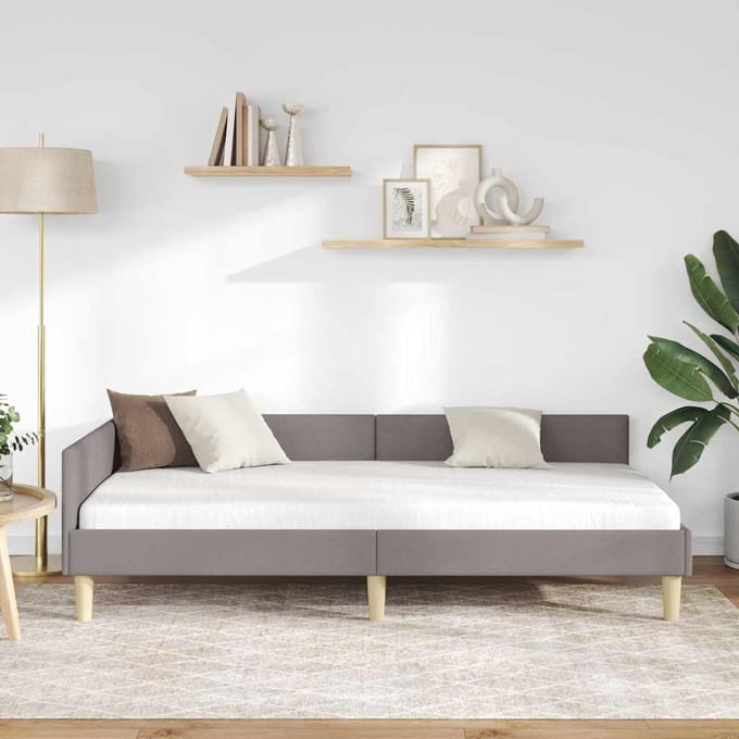 vidaXL - Hoek - Bed - Frame - Taupe - 100 - x - 200 - cm - Stof