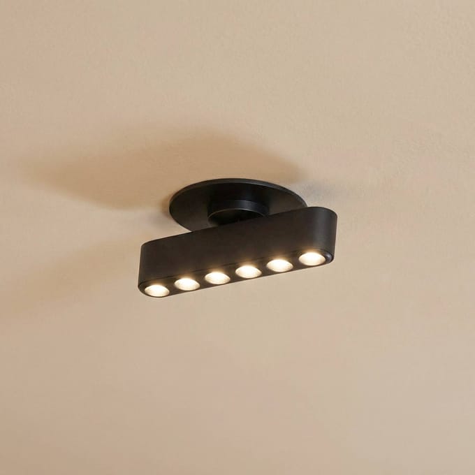 Lindby LED inbouwlamp Eldrin, zwart, lichtpunten, 13,1 cm