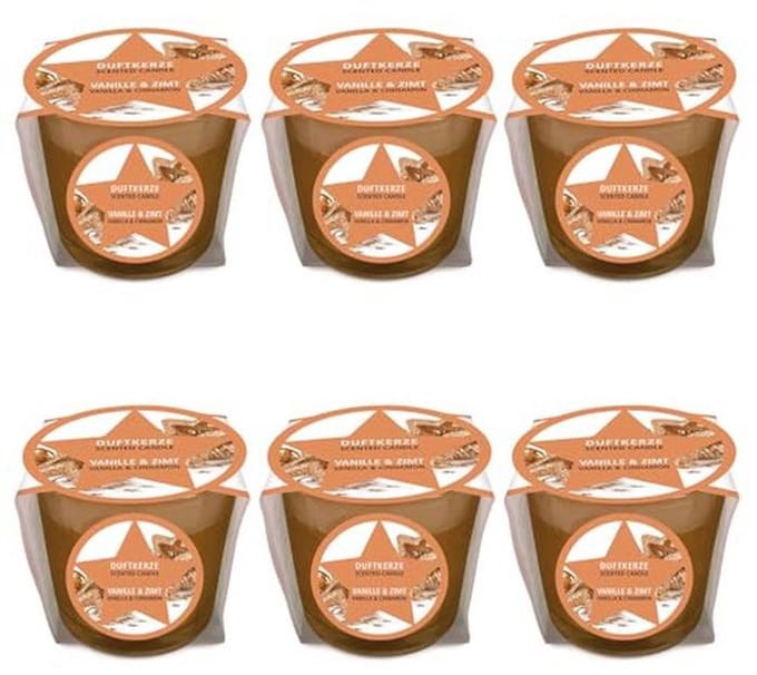 Mini geurkaarsen set van 6 - Vanille Kaneel kersteditie, luxe cadeauverpakking