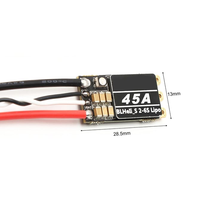 Contrôleur de vitesse électronique ESC sans balais Lipo 45A BLHeli_S ESC 2-6S, RGB Programmable intégré 1pcs