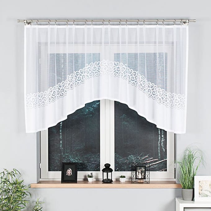 Markizeta DANIELA Serie - Geborduurde Voorgemonteerde Vitrage - 300x110 cm - Wit