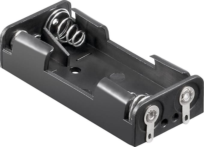 Goobay 2x AAA (Micro) batterijhouder, Soldeerstrip (U), zwart