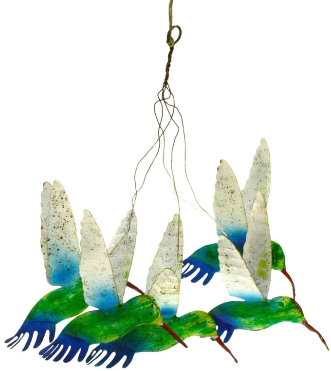 Kolibries hangend groen, metaal 23x10x26cm
