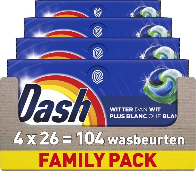 Dash Wasmiddel Pods® - Witter dan Wit - 4 x 26 Wasbeurten