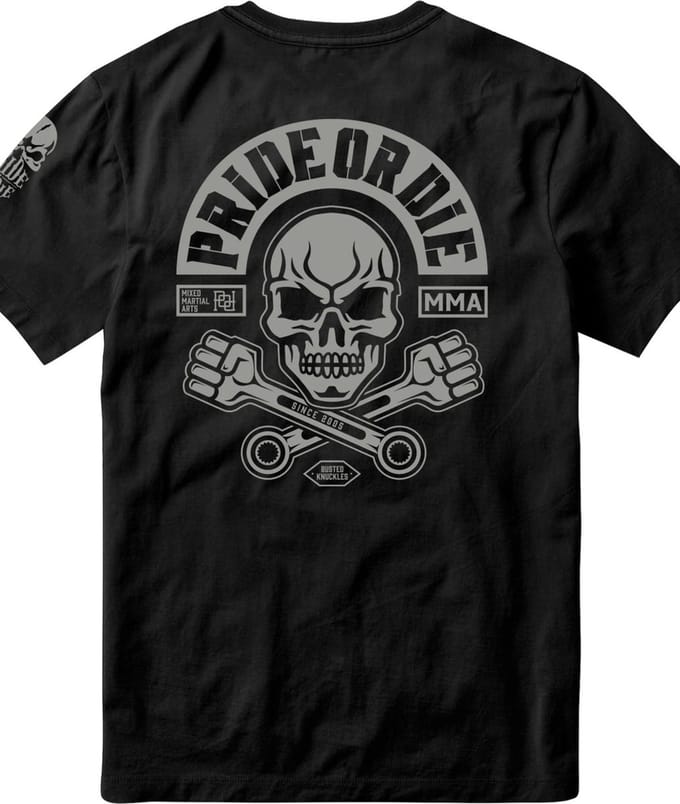 PRIDE or Die T-Shirt BUSTED KNUCKLES Zwart - L