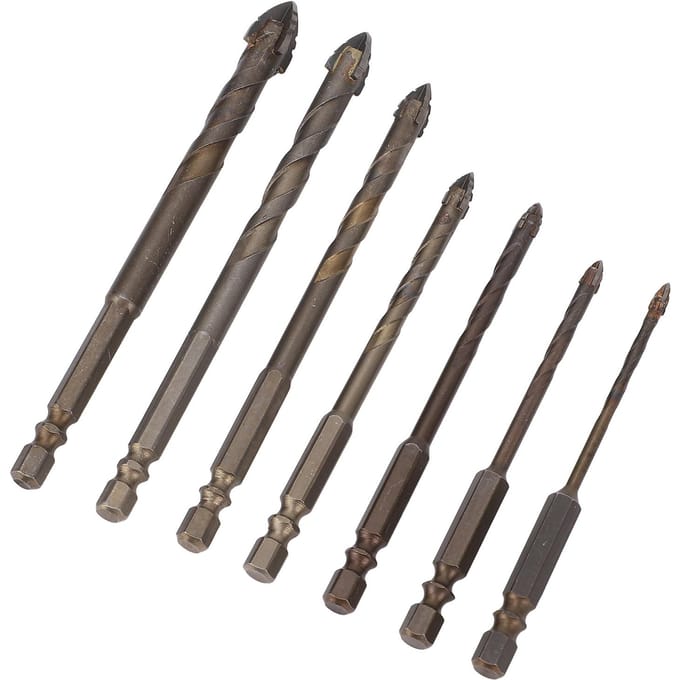 7-delige Steenboorbeitelset Zeskant Schacht Betonboorbeitels voor Cement Glas Hout Tegel Baksteen 312mm