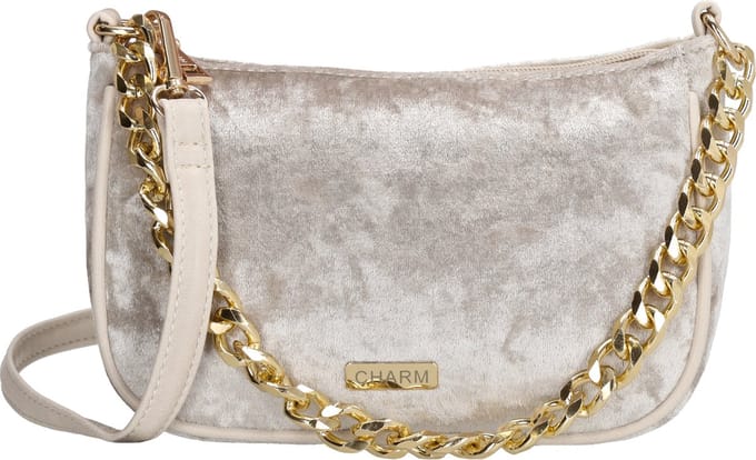 Charm London Velvet Schoudertas - Crème