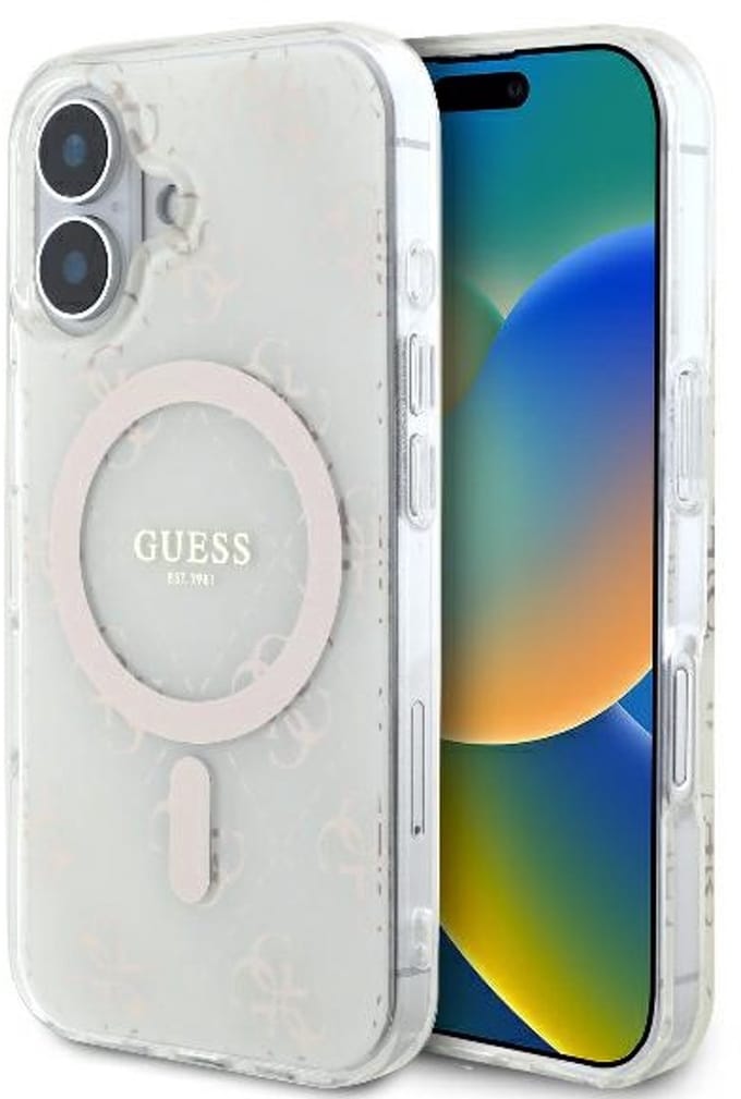 MagSafe hoesje voor Apple iPhone 16 Plus, Guess, IML 4G Achtergrond, Wit