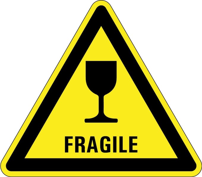 Waarschuwingsbord fragile - kunststof 300 mm