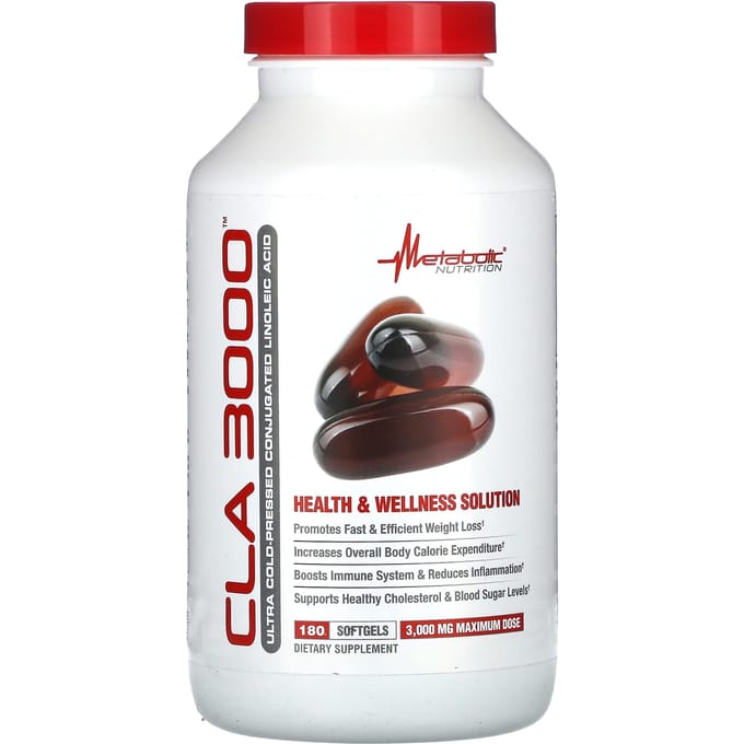Metabolic Nutrition, CLA 3000, 3.000mg, 180 zachte capsules (1.000 mg per softgel)