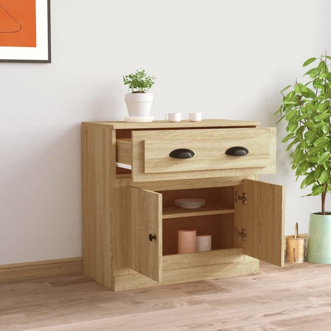 vidaXL - Dressoir - 70x35,5x67,5 - cm - bewerkt - hout - sonoma - eikenkleurig