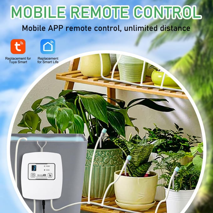 Système d'arrosage intelligent WIFI Télécommande Système d'arrosage automatique Pression d'eau réglable 1-4 vitesses US plug blanc