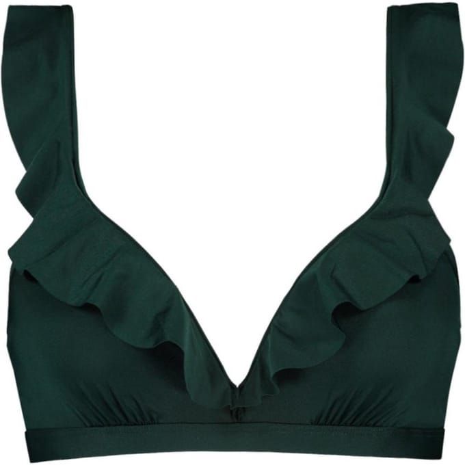 Beachlife  - Maat 36C - Rich Green Ruffle bikinitop voorgevormd met beugel Dames