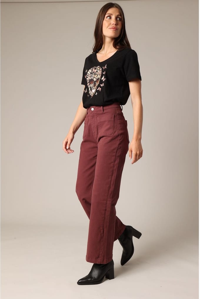 DEELUXE 100% katoenen T-shirt met vlinderschedelprint M