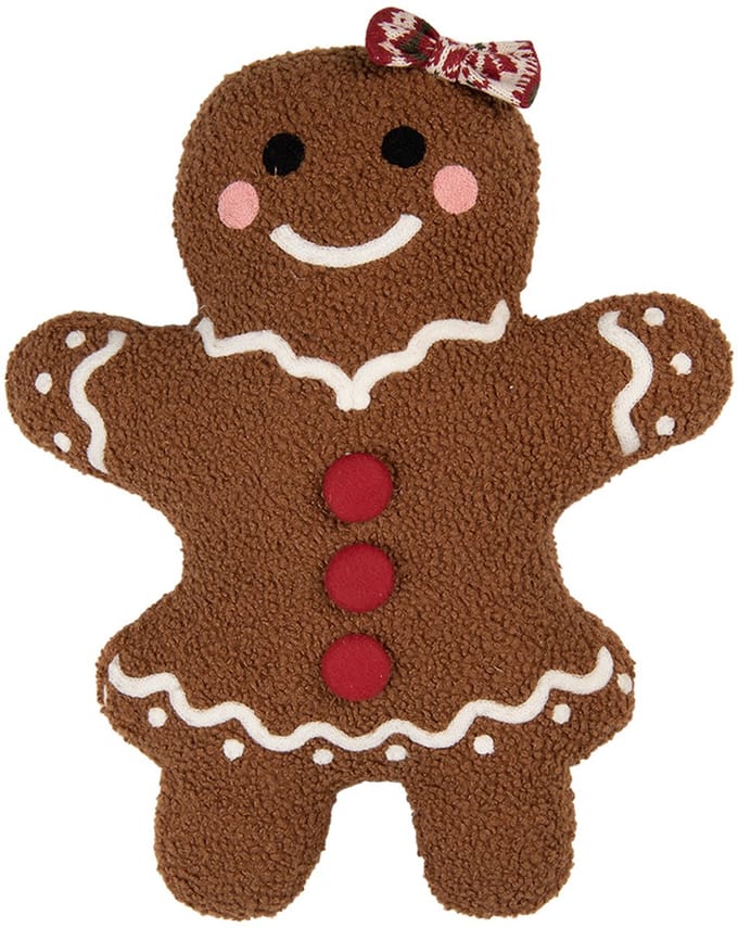 Clayre & Eef Sierkussen Gingerbread man 35x5x44 cm Bruin Polyester