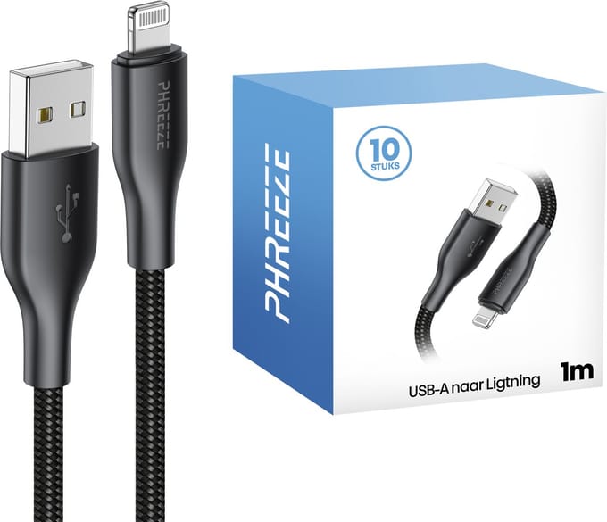 10 stuks - Geschikt voor iPhone usb kabels - 1 meter - Geschikt voor iPhone 14,13,12,11