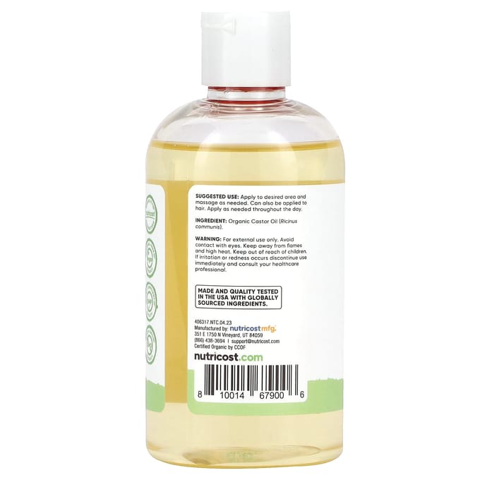 Essentiële Biologische Ricinusolie, 240 ml(8oz) beige