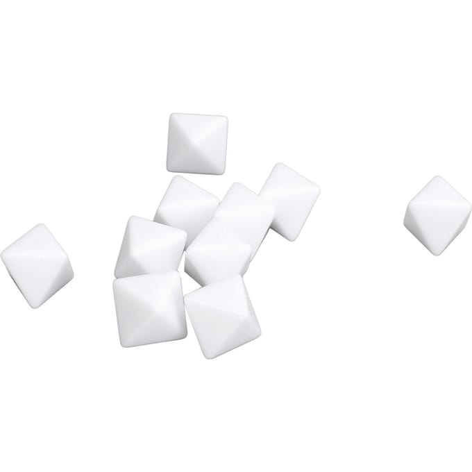 30 stuks 8-zijdige blanco witte dobbelstenen voor bordspellen, lesgeven, plastic, multifunctionele doe-het-zelf dobbelstenen white