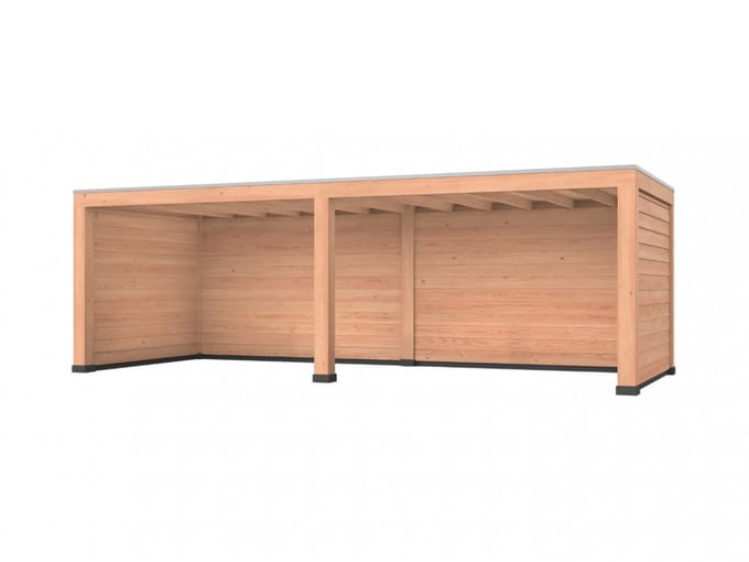 Douglas overkapping, 750 x 300, met achterwand en twee zijwanden, Westwood Modern Basic