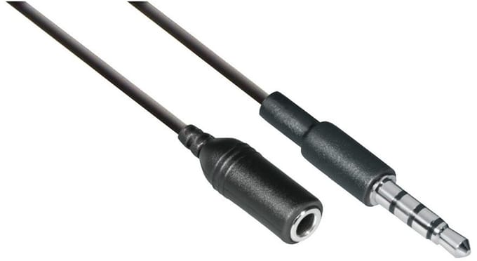 3,5mm Jack 4-polig (m) - 3,5mm Jack 3-polig (v) adapter - zwart - 0,10 meter