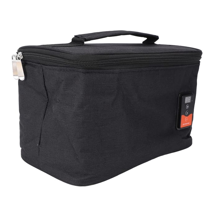 Auto Elektrische Voedselverwarmer Zwart Instelbare Temperatuur USB Draagbare Lunchverwarmer voor Lunchbox Nat black