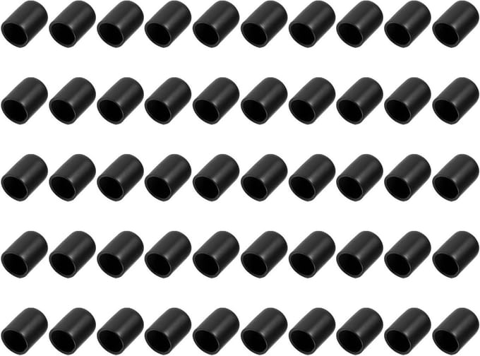 100 Stuks Rubberen Eindkappen - Ronde Beschermers voor Buitengebruik, Schroefdraad (12mm ID Zwart)