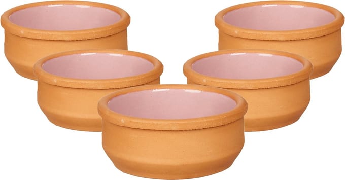 La Dehesa Tapas/creme brulee serveer schaaltjes - 18x - mini - terracotta/roze - 8 x 4 cm