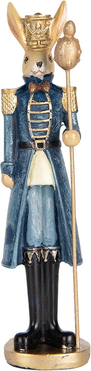 Clayre & Eef Decoratie Beeld Konijn 18 cm Beige Blauw Kunststof