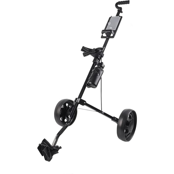 Chariot de Golf Pliable Multifonctionnel à 2 Roues Pousser Tirer Équipement de Parcours black