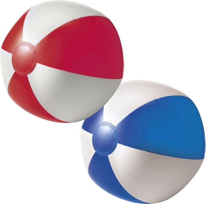 Impression Strandbal - opblaasbaar - zwembad speelgoed - rood / blauw set - D26 cm
