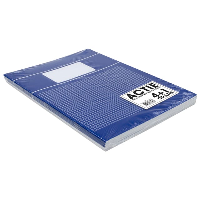 Verhaak 5-pak schriften - Ruit 5mm - A4 Formaat - Basic - Rood / Blauw / Zwart