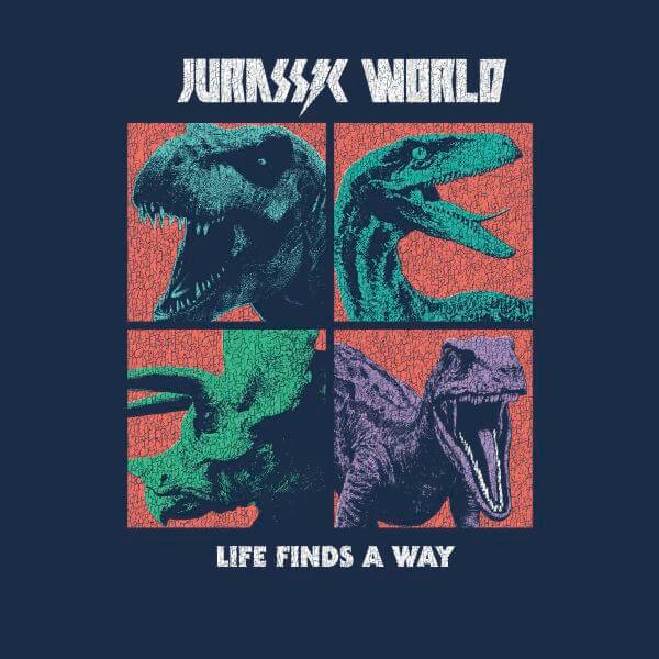 Jurassic Park World Four Colour Faces Women's T-Shirt - Navy - M
