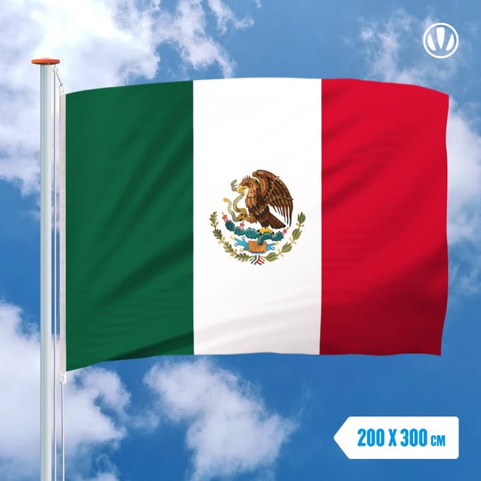 Vlag Mexico 200x300cm - Glanspoly