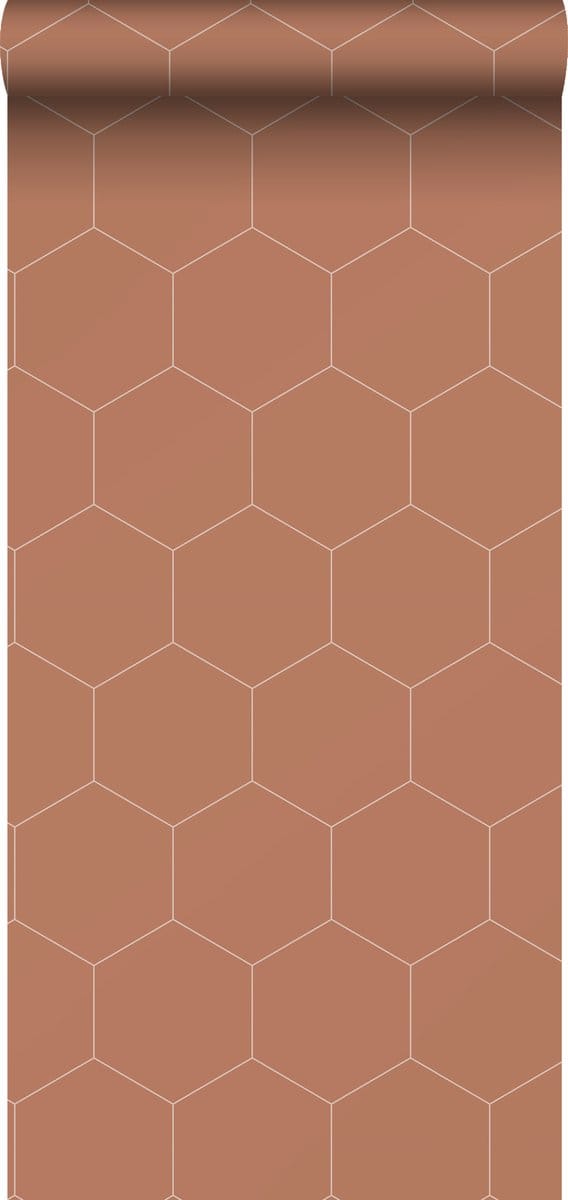 ESTAhome behang hexagon terracotta - 53 cm x 10.05 m - 139376