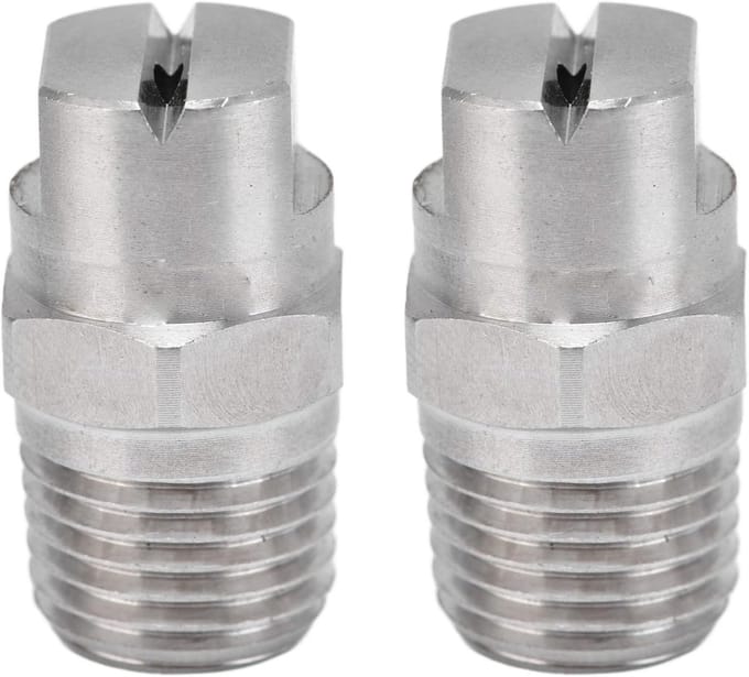 Verstelbare RVS Spuitmond met 95° Waterstroom, Hoge Druk, 1/4 Inch Draad, Set van 2 Stuks voor Efficiënte Besproeiing