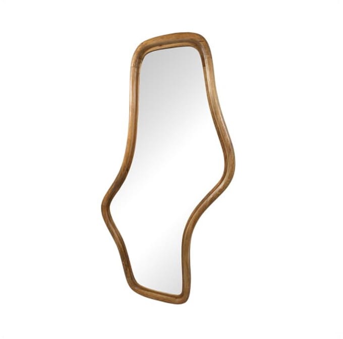 Spiegel Wavy mangohouten lijst 121x62 cm - Naturel