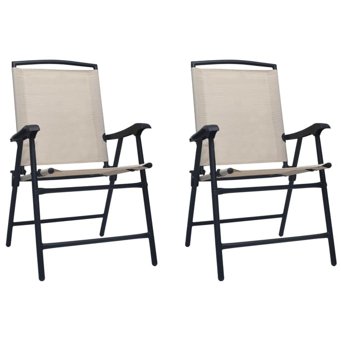 vidaXL - Opklapbare - stoelen, - 2 - stuks, - Texilene - Crème