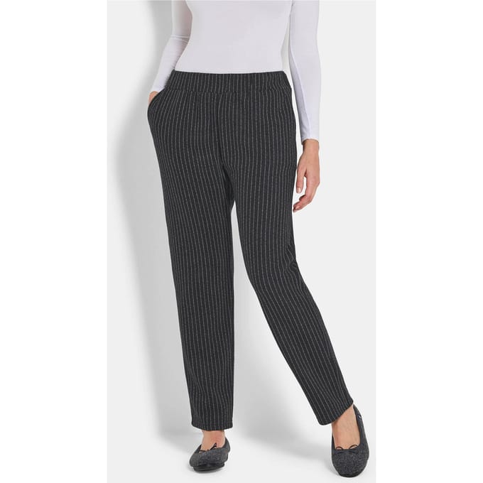 Behaaglijke vrijetijdsbroek - grijs / gestr. - Gr. 46 van Goldner Fashion