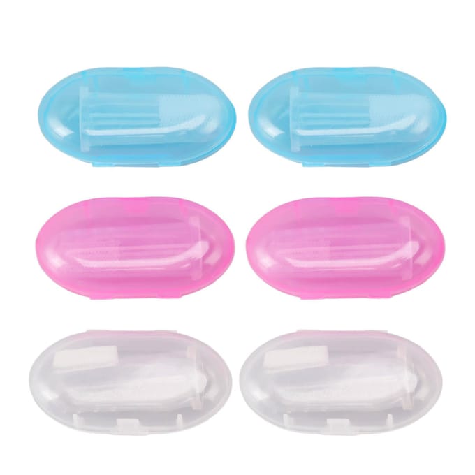 6 STUKS Baby Vingertandenborstel Veilig en Zacht Siliconen Baby Tandenborstel Set voor Vroege Mondhygiëne blue