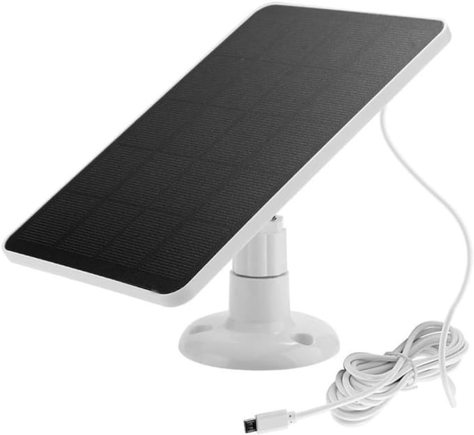 Zonnepaneel - Oplaadmodule - Camera Voeden - IP65 Weerbestendig - 2.2m Kabel - Wit